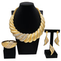 Maison Veyre Gold Statement Jewelry Set — Necklace, Earrings & Bracelet