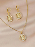Maison Veyre Gold Medallion Necklace & Earrings Set
