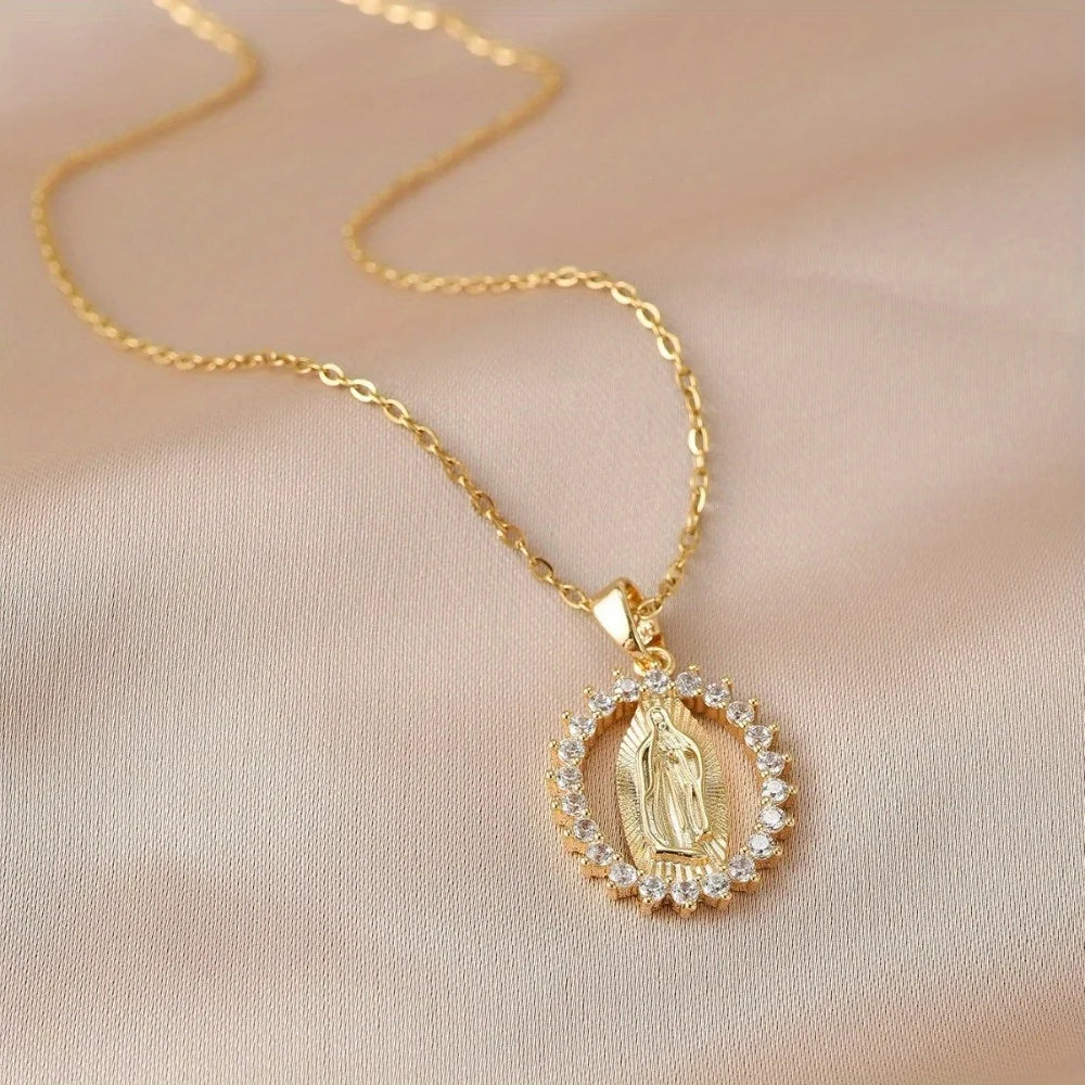 Maison Veyre Gold Medallion Necklace & Earrings Set