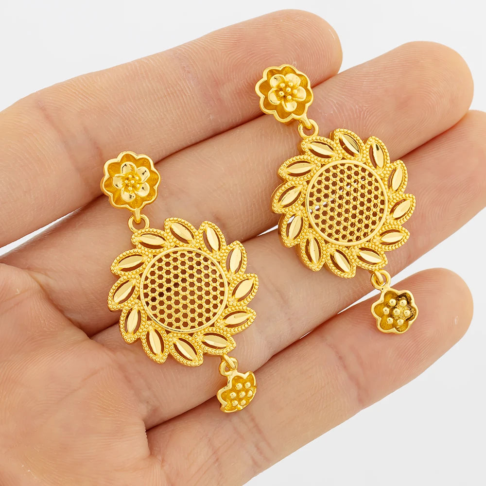 Maison Veyre Gold Floral Medallion Necklace & Earrings Set
