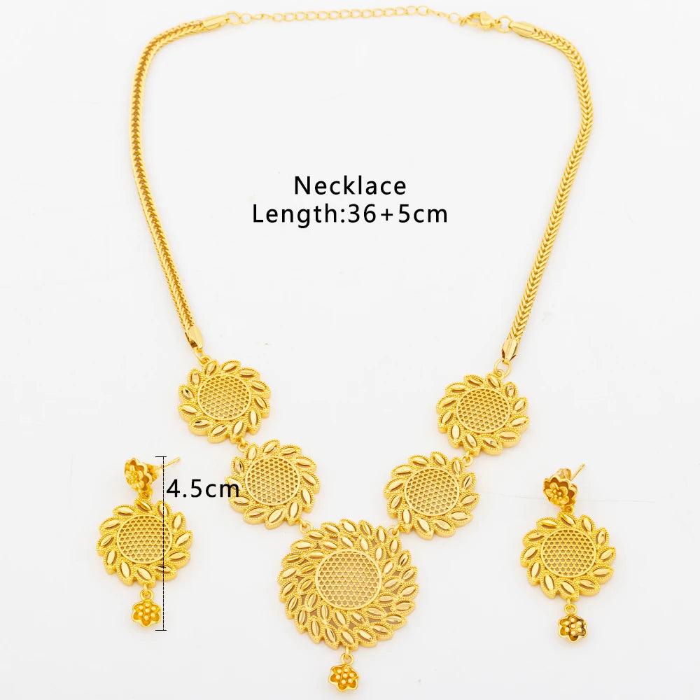 Maison Veyre Gold Floral Medallion Necklace & Earrings Set