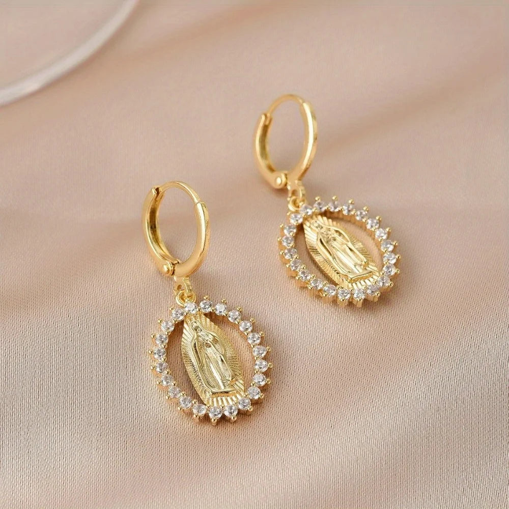 Maison Veyre Gold Medallion Necklace & Earrings Set