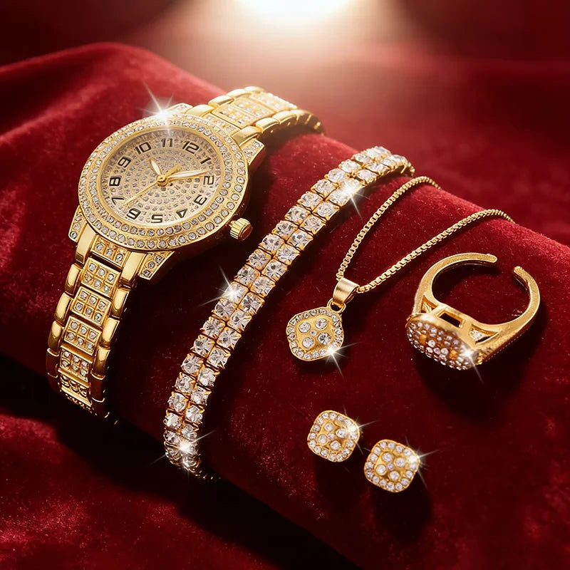 Maison Veyre Golden Elegance Watch & Jewelry Set