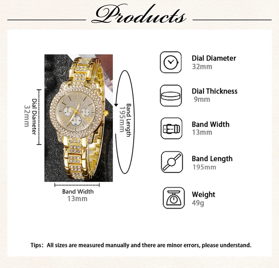 Maison Veyre Gold Rhinestone Watch & Jewelry Set