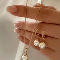 Maison Veyre Gold Pearl Pendant Necklace & Earrings Set