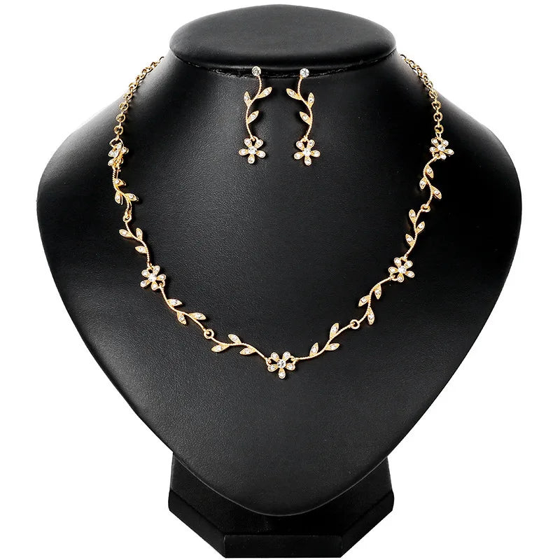 Maison Veyre Gold Floral Jewelry Set — Necklace, Earrings, Bracelet & Ring