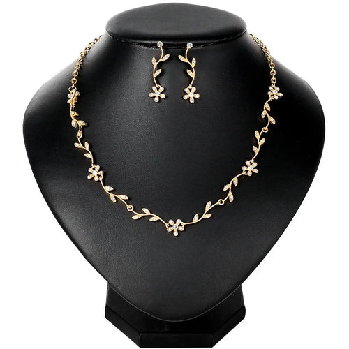 Maison Veyre Gold Floral Jewelry Set — Necklace, Earrings, Bracelet & Ring