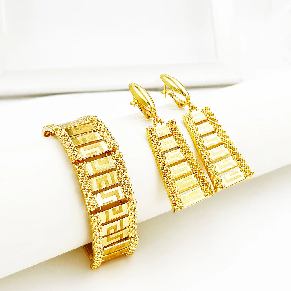 Maison Veyre Gold Statement Jewelry Set — Necklace, Bangle, Earrings & Ring