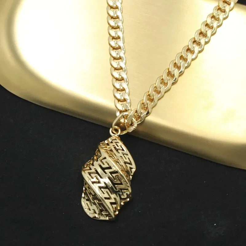 Maison Veyre Gold Statement Pendant Necklace & Earrings Set