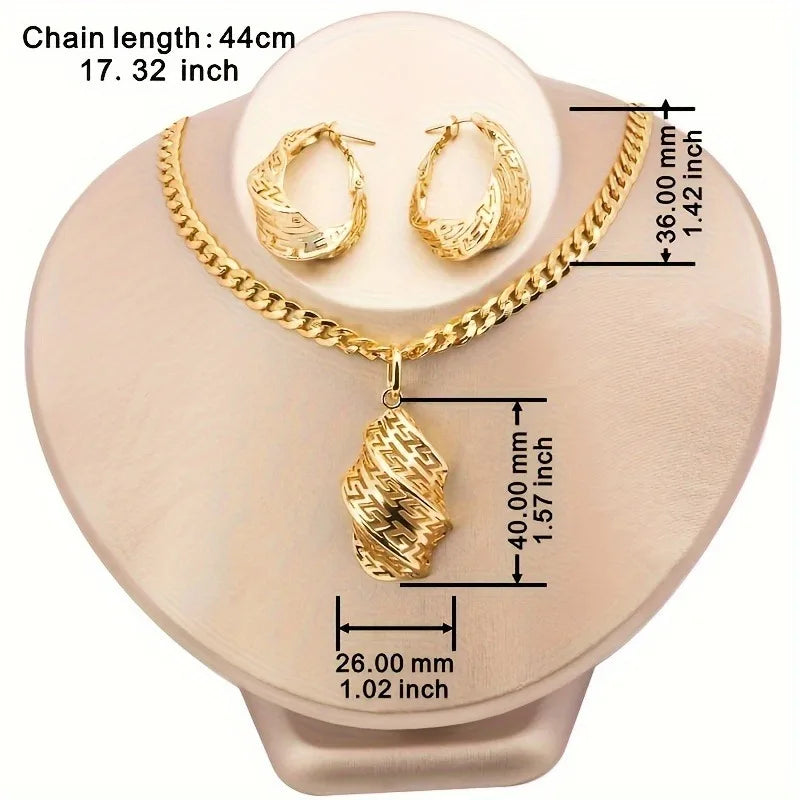 Maison Veyre Gold Statement Pendant Necklace & Earrings Set
