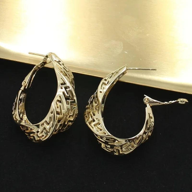 Maison Veyre Gold Statement Pendant Necklace & Earrings Set