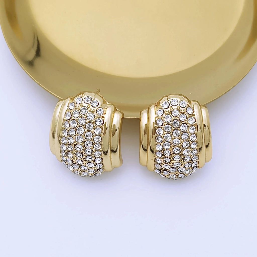 Maison Veyre Gold Pavé Jewelry Set — Necklace, Earrings, Bracelet & Ring