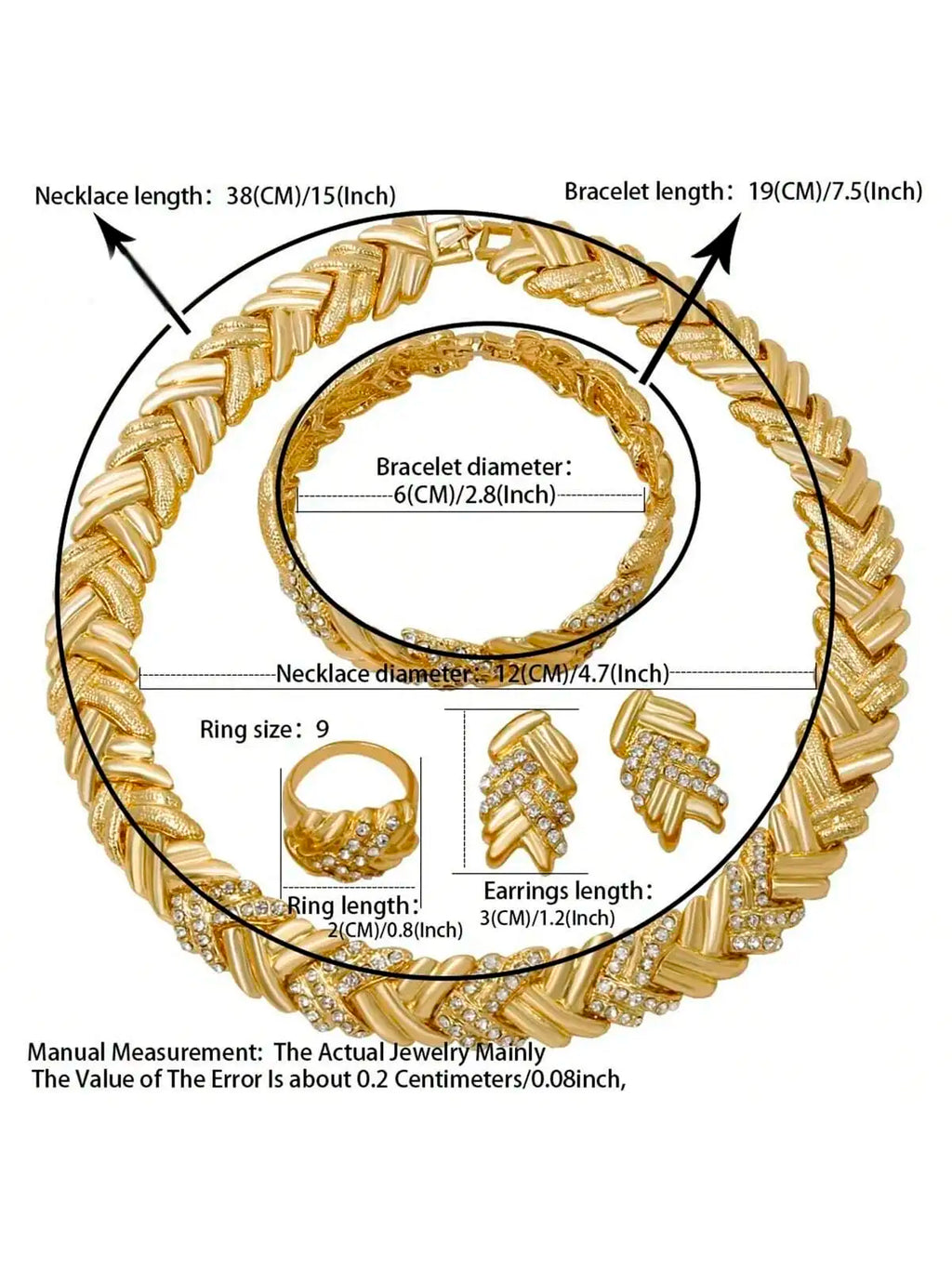 Maison Veyre Gold Woven Jewelry Set — Necklace, Earrings, Bracelet & Ring