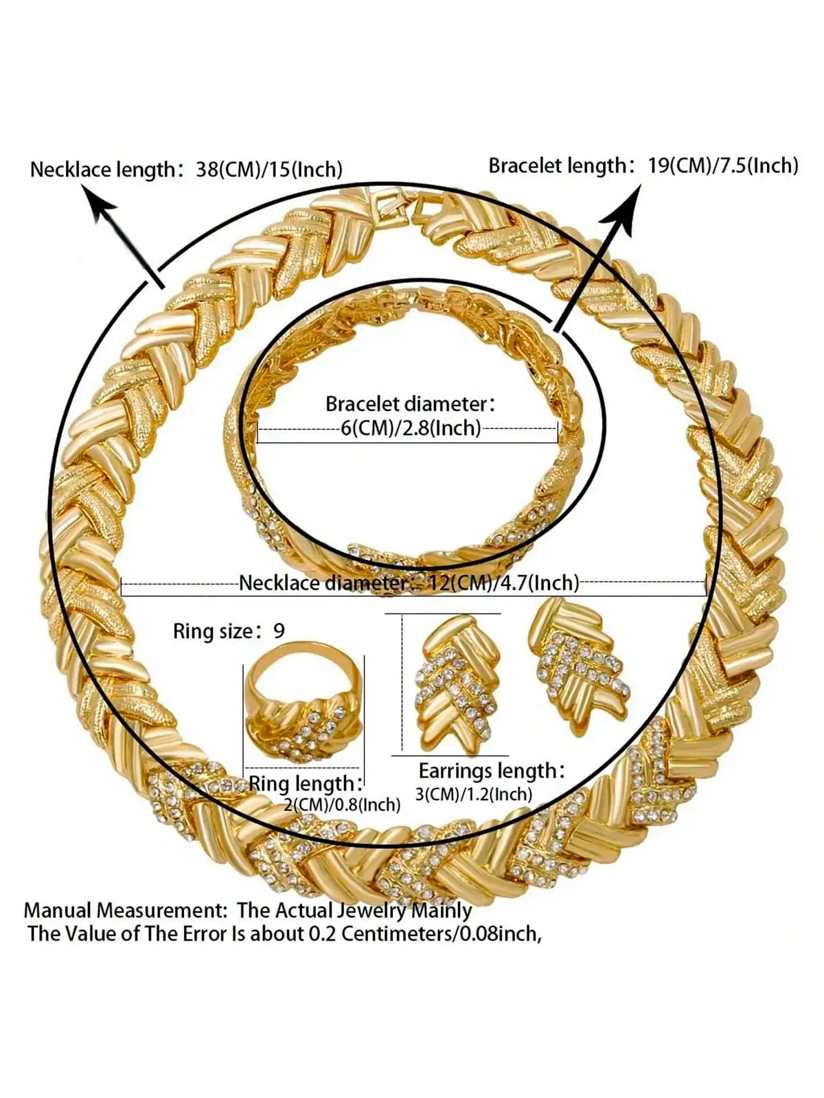 Maison Veyre Gold Woven Jewelry Set — Necklace, Earrings, Bracelet & Ring