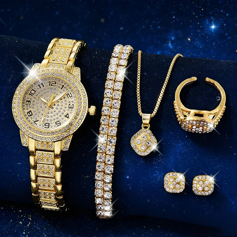 Maison Veyre Golden Elegance Watch & Jewelry Set