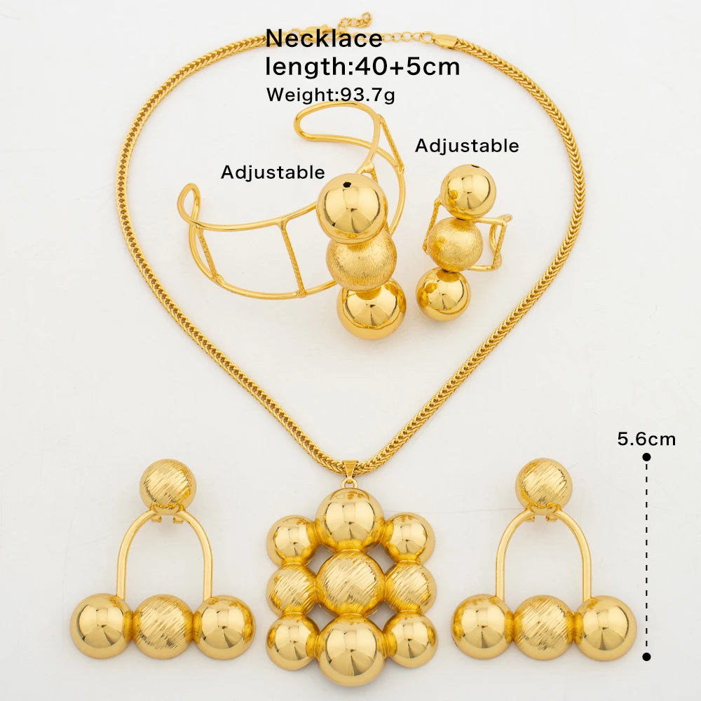 Maison Veyre Gold Floral Statement Jewelry Set — Necklace, Earrings, Bangle & Ring