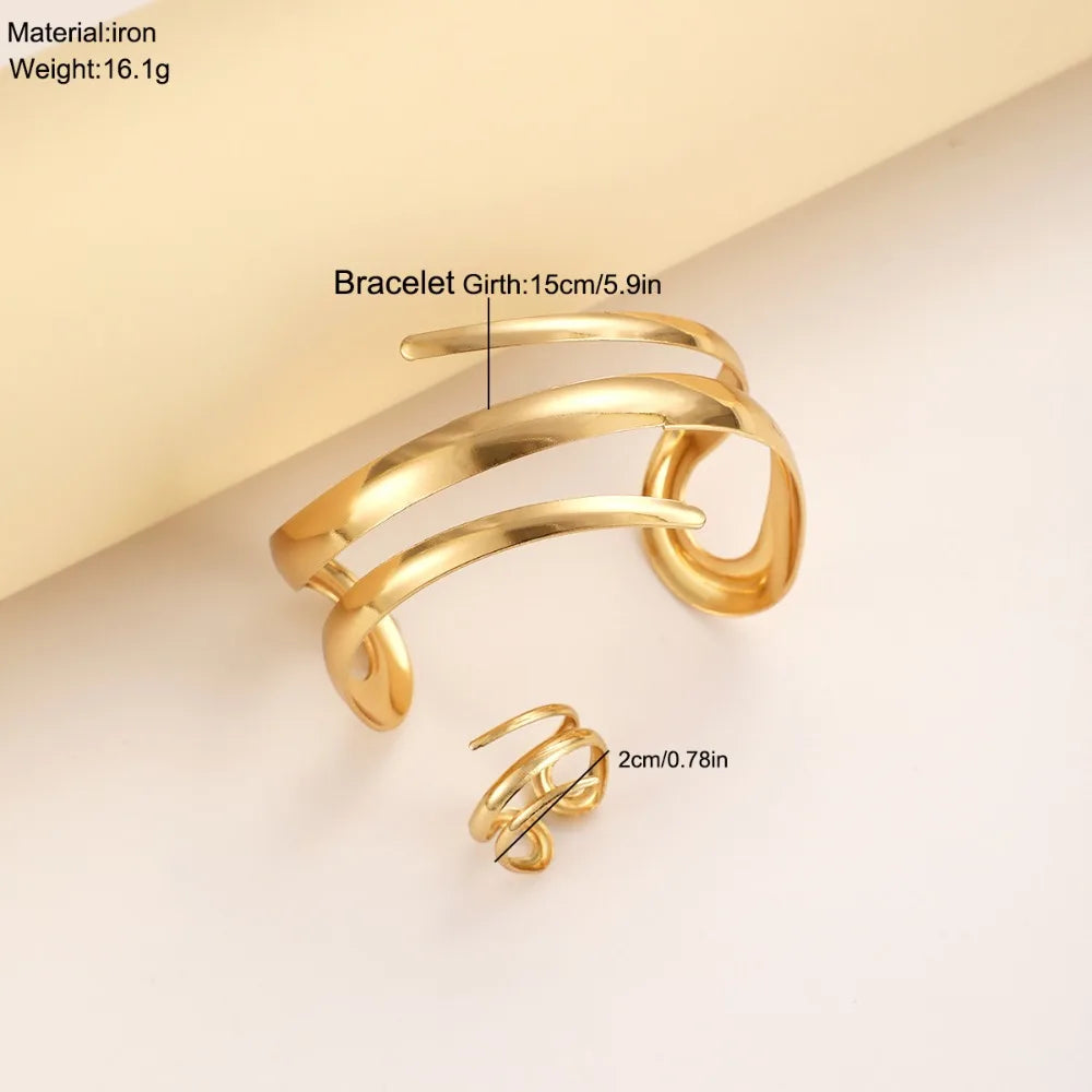 Maison Veyre Gold Geometric Bracelet & Ring Set