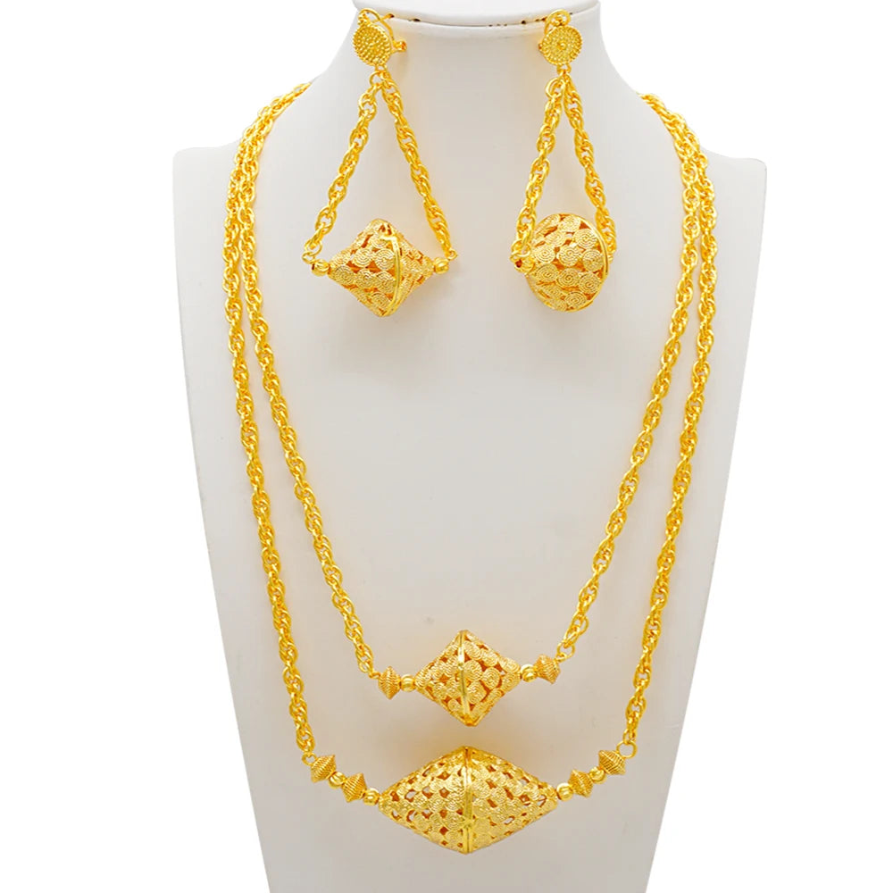 Maison Veyre Gold Layered Necklace & Earrings Set