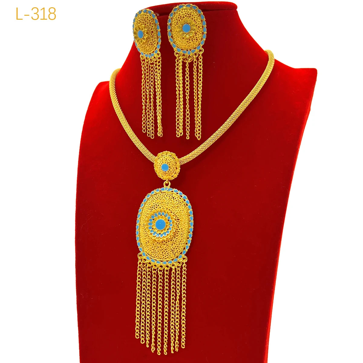 Maison Veyre Gold Statement Jewelry Set — Necklace, Earrings, Bracelet & Ring