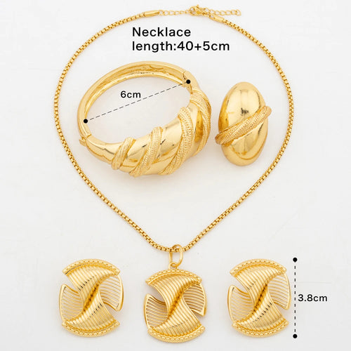 Maison Veyre Gold Classic Jewelry Set — Necklace, Earrings & Bracelet