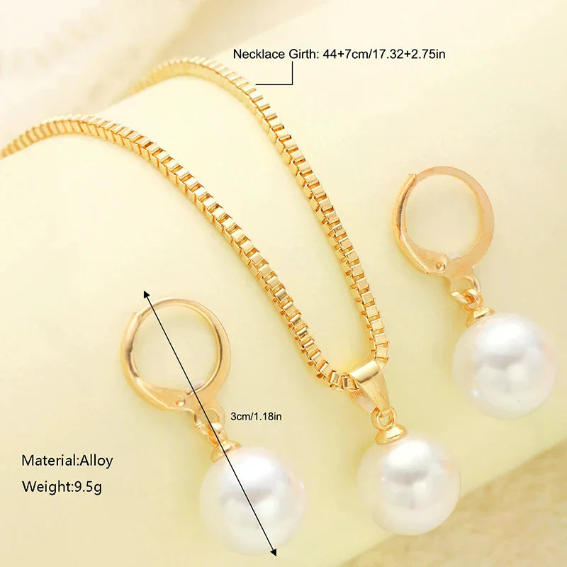 Maison Veyre Gold Pearl Pendant Necklace & Earrings Set