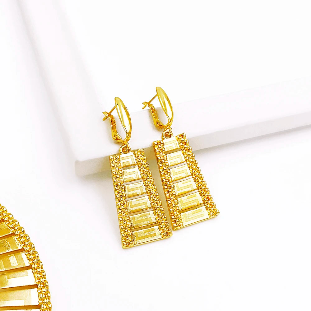 Maison Veyre Gold Statement Jewelry Set — Necklace, Bangle, Earrings & Ring